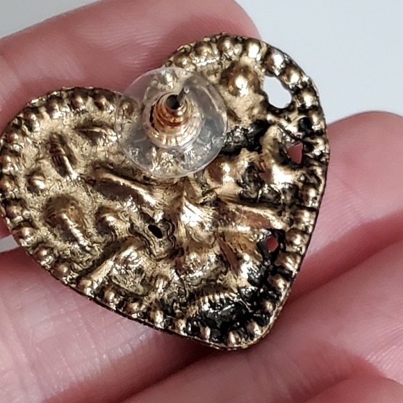 Hearts opalescent colorful earrings pierced Rhinestones crystals rhinestones - Picture 3 of 12